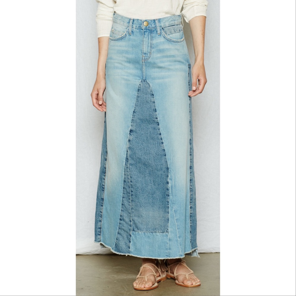 Current/Elliott The Reconstructed Long Denim Skirt